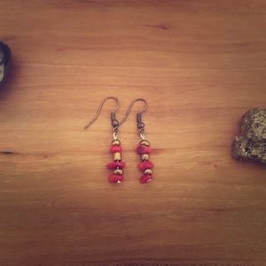 Red stone earrings